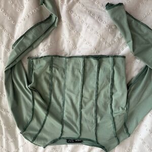 green cotton long sleeve, inside out effect